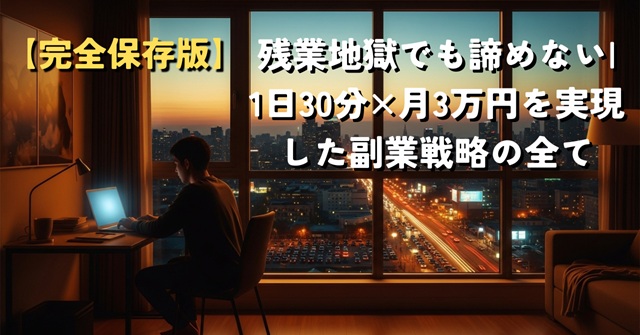 【完全保存版】残業地獄でも諦めない|1日30分×月3万円を実現した副業戦略の全て