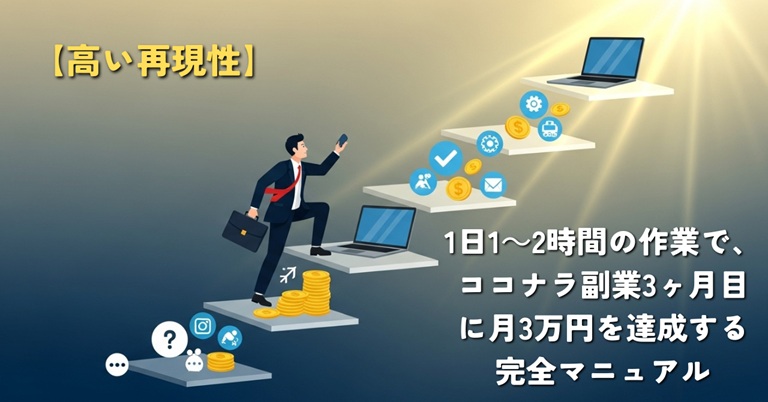 【高い再現性】1日1〜2時間の作業で、ココナラ副業3ヶ月目に月3万円を目指す完全マニュアル